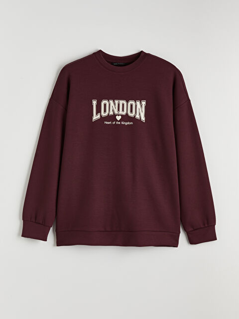 LCW Modest London Baskılı Soft Touch Kadın Sweatshirt Tunik - S6LM18Z8-HNV