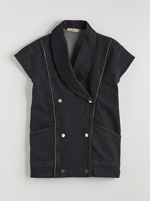 Natuvera Kruvaze Yaka Kadın Jean Yelek - S6LM55Z8-ZKK