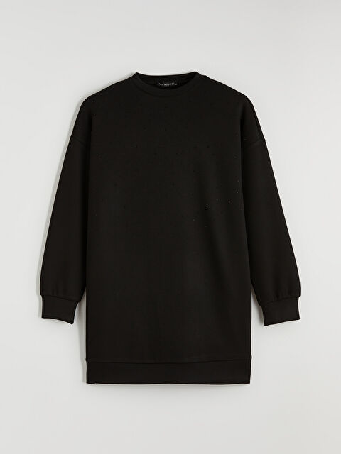 LCW Modest Bisiklet Yaka Taşlı Kadın Sweatshirt Tunik - S6LM57Z8-CVL