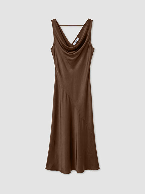 XSIDE Dökümlü Yaka Saten Elbise - S6LM68Z8-PS7