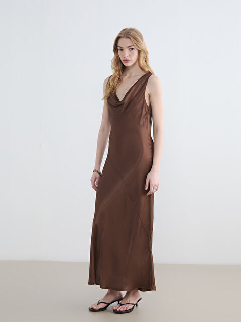 XSIDE Dökümlü Yaka Saten Elbise - S6LM68Z8-PS7