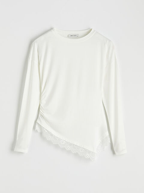 LCW Vision Bisiklet Yaka Dantel Detaylı Büzgülü Bluz	 - S6LM78Z8-R9J