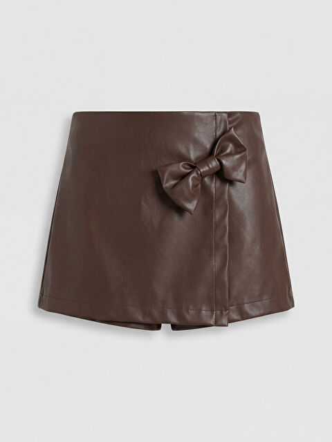 LCW Kids Kız Çocuk Suni Deri Şort Etek - S6LM97Z1-2NM