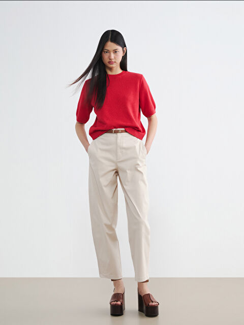 LCW Vision Beli Kemerli Gabardin Kadın Pantolon	 - S6LN15Z8-SB4