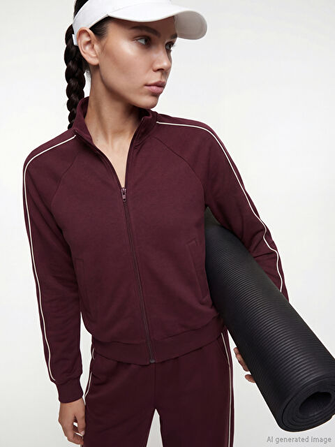 KOOR SPORT Dik Yaka Kadın Fermuarlı Sweatshirt - S6LN21Z8-HMS