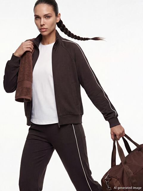 KOOR SPORT Oversize Modal Karışımlı Kadın Fermuarlı Sweatshirt - S6LN21Z8-HNM