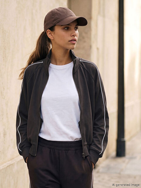 KOOR SPORT Oversize Modal Karışımlı Kadın Fermuarlı Sweatshirt