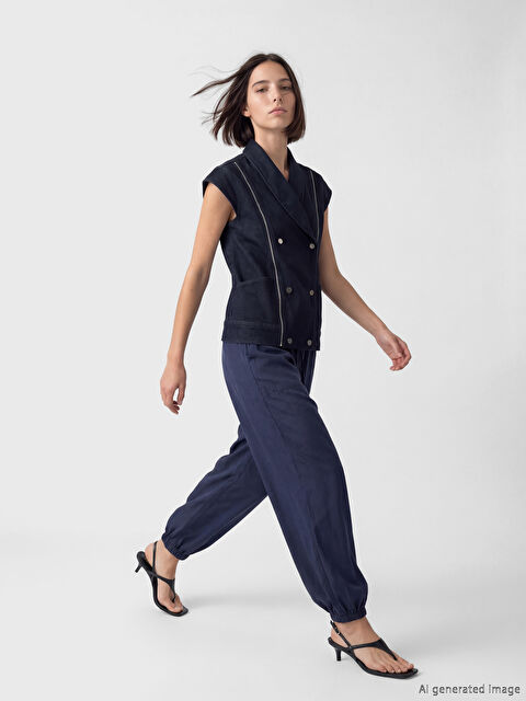 Natuvera Kruvaze Yaka Kadın Jean Yelek - S6LN37Z8-YZA