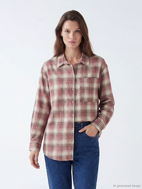 LCW Modest Ekose Kadın Gömlek Tunik - S6LN41Z8-LNQ