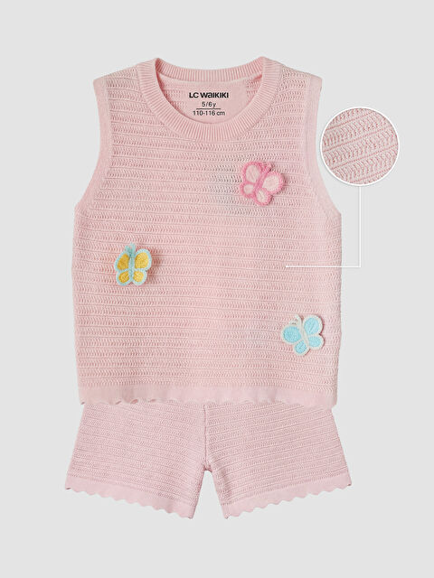 LCW Kids Nakışlı Kız Çocuk Triko Takım