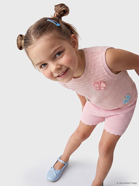 LCW Kids Nakışlı Kız Çocuk Triko Takım