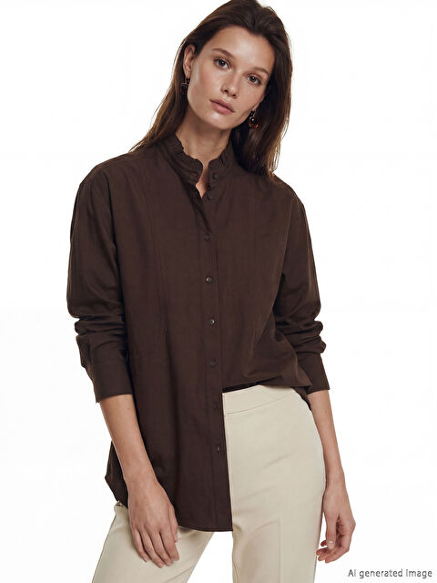 LCW Modest Hakim Yaka Poplin Kadın Gömlek Tunik	 - S6LN47Z8-DJ7