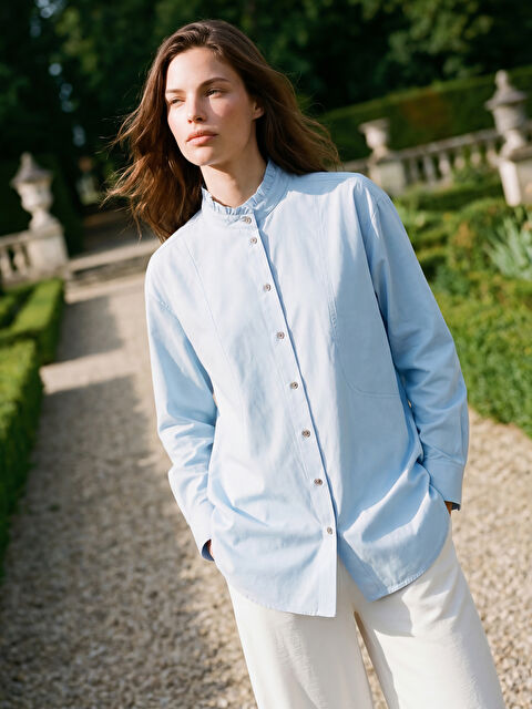 LCW Modest Hakim Yaka Poplin Kadın Gömlek Tunik	 - S6LN47Z8-CUN