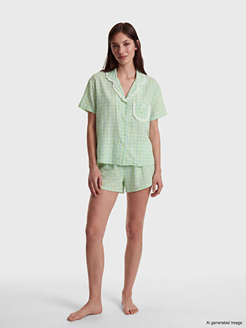 LCW DREAM Ekose Kadın Şortlu Pijama Takımı
