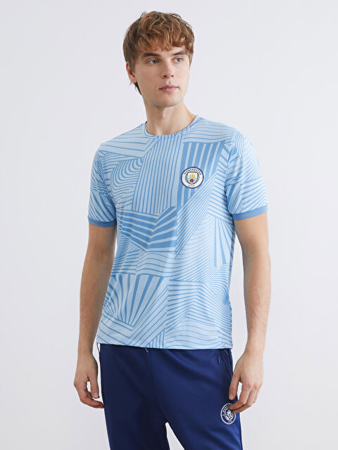 XSIDE ACTIVE Bisiklet Yaka Manchester City Baskılı Erkek Spor Tişört - S6LN57Z8-LQQ