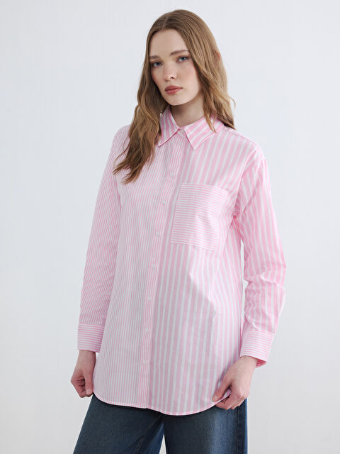 LCW Modest Çizgili Kadın Gömlek Tunik