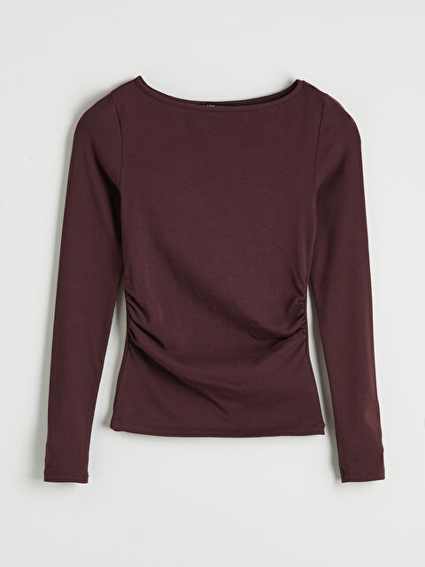 LCW Vision Kayık Yaka Büzgülü Kadın Body - S6LN81Z8-HHD