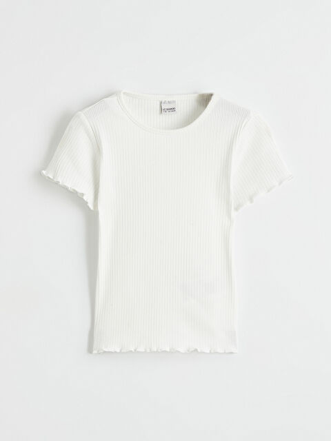 LCW ECO Bisiklet Yaka Fitilli Kız Çocuk Tişört - S6LN84Z4-LXJ