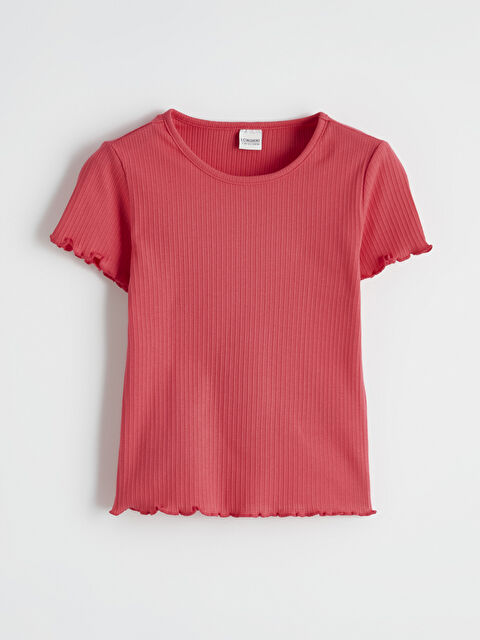 LCW ECO Bisiklet Yaka Fırfırlı Kız Çocuk Tişört - S6LN87Z4-H3R