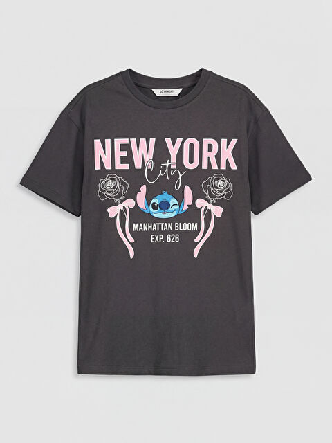 LCW Kids Stitch Baskılı Kız Çocuk Tişört - S6LO38Z4-HJU