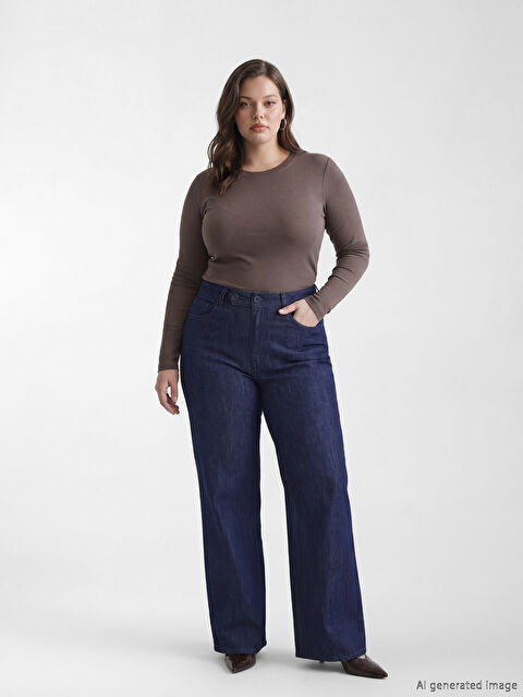 LCW Modest Wideleg Kadın Jean Pantolon - S6LO43Z8-309
