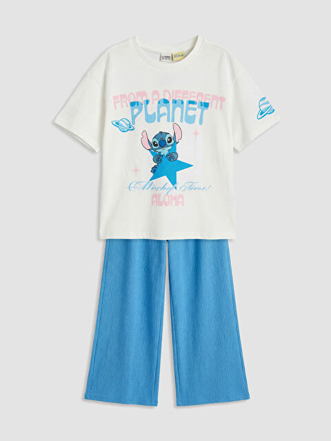 LCW Kids Stitch Baskılı Kız Çocuk Takım