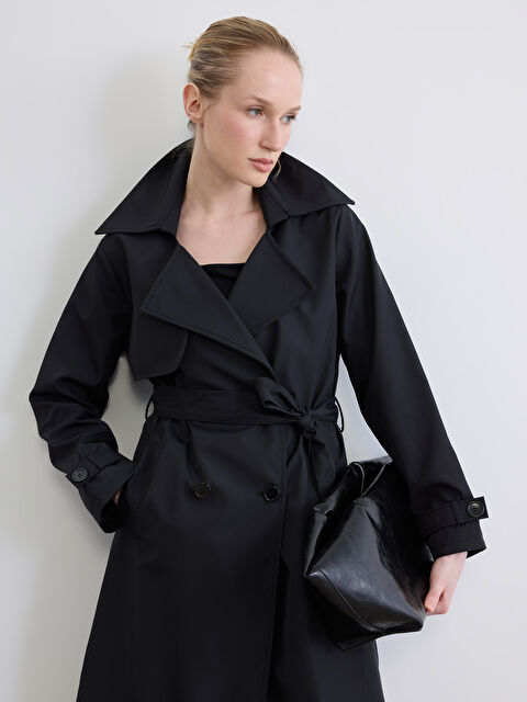 LCW ECO Kruvaze Yaka Kuşaklı Kadın Trençkot - S6LO54Z8-CVL