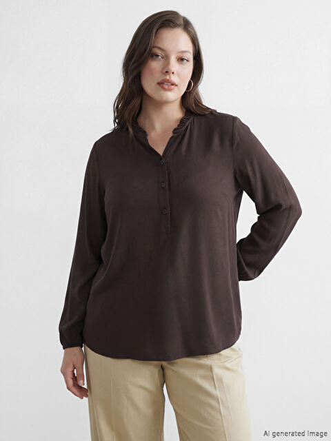 LCW Grace Ruffled Funnel Neck Blouse	
 - S6LO60Z8-HSK