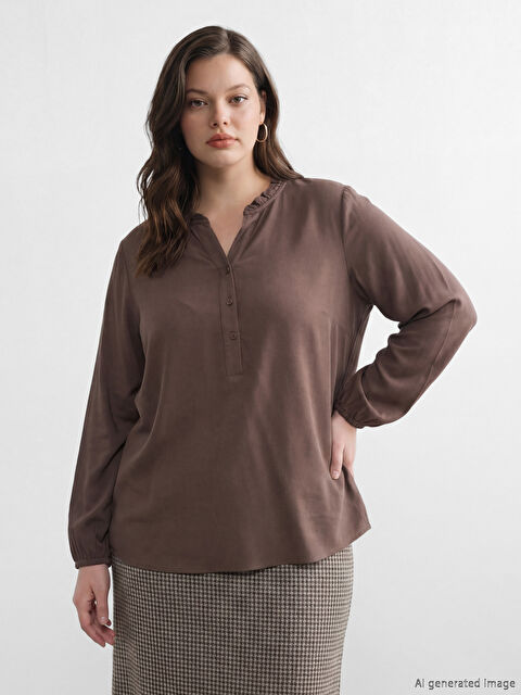 LCW Grace Ruffled Funnel Neck Blouse	
 - S6LO60Z8-2OX
