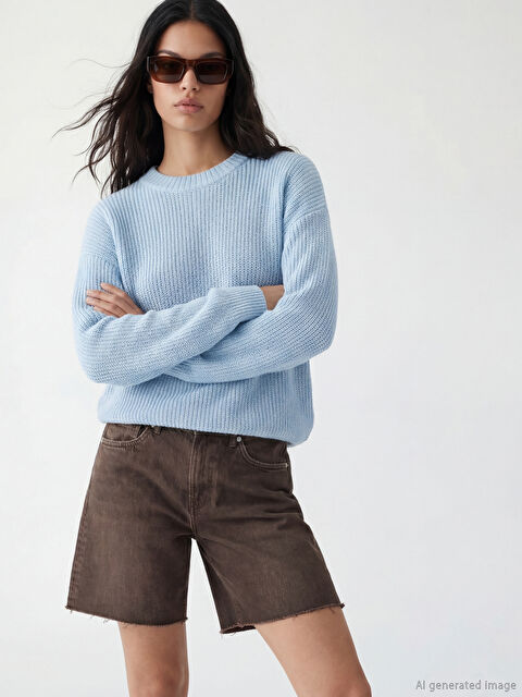 XSIDE Bisiklet Yaka Oversize Kadın Triko Kazak - S6LO66Z8-R5P