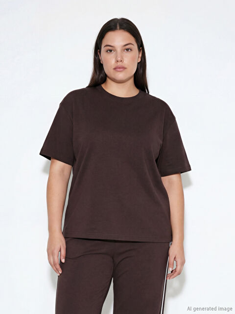 LCW Comfort Bisiklet Yaka Soft Touch Kadın Tişört	