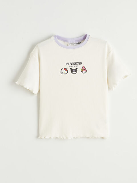 LCW Kids Hello Kitty Baskılı Bisiklet Yaka Kız Çocuk Pijama Üst - S6LO76Z4-FDU