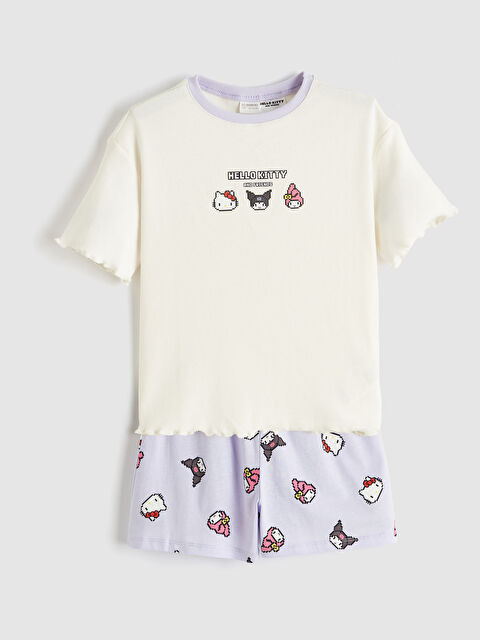 LCW Kids Hello Kitty ve Arkadaşları Baskılı Kız Çocuk Şortlu Pijama Takım - S6LO78Z4-FDU