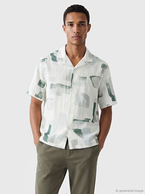 LCW Vision Regular Fit Resort Yaka Desenli  Erkek Gömlek - S6LO93Z8-LRR