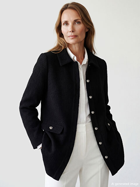 LCW Grace Gömlek Yaka Dokulu Kadın Triko Hırka	 - S6LP30Z8-CVL