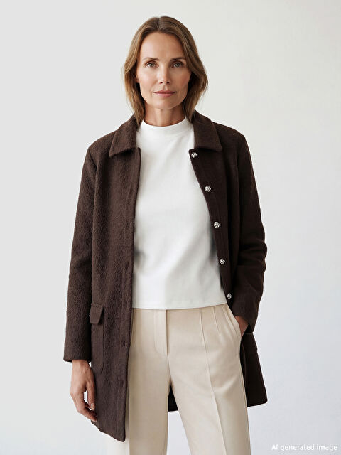 LCW Grace Gömlek Yaka Dokulu Kadın Triko Hırka	 - S6LP30Z8-HDT