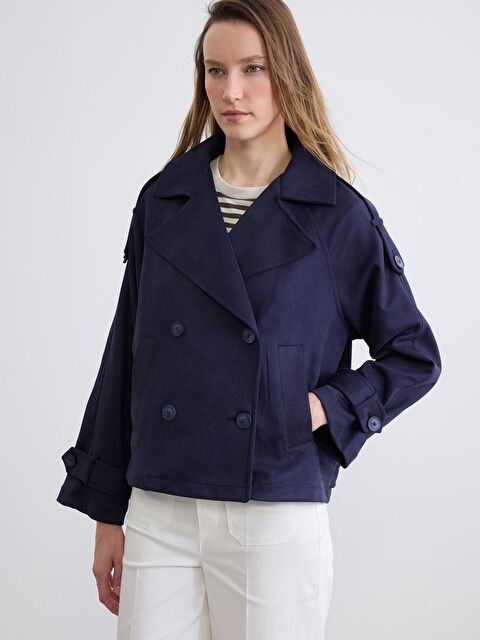 LCW Vision Oversize Kadın Süet Görünümlü Trençkot - S6LP36Z8-CT8