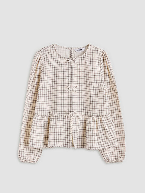 LCW Kids Fiyonk Detaylı Ekose Kız Çocuk Bluz - S6LP45Z4-LLX