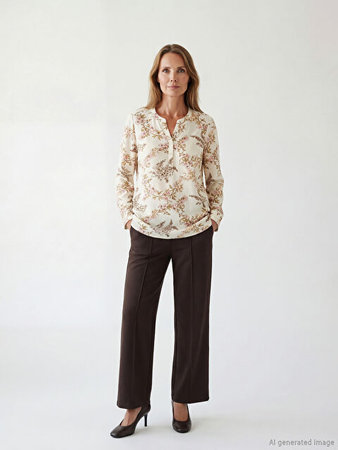 LCW Grace Beli Lastikli Geniş Paça Kadın Pantolon	 - S6LP83Z8-J0V