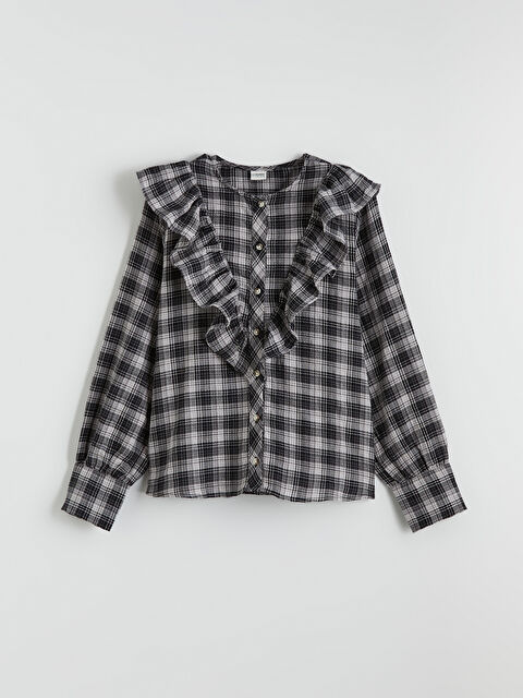 LCW Kids Kız Çocuk Ekose Fırfırlı Poplin Gömlek - S6LP84Z4-LLY