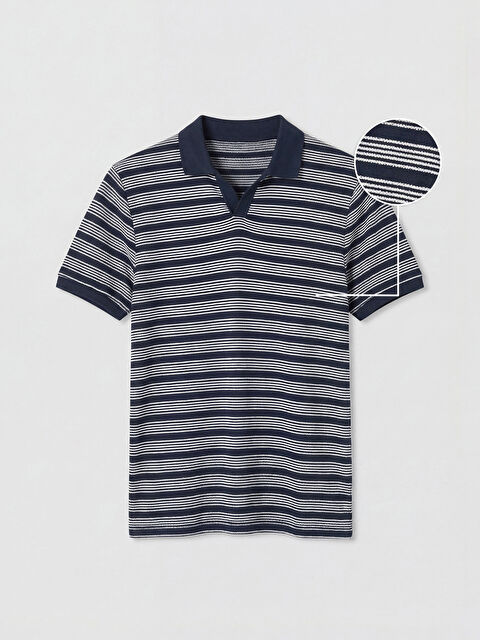 SOUTHBLUE Polo Yaka Çizgili Erkek Triko Tişört