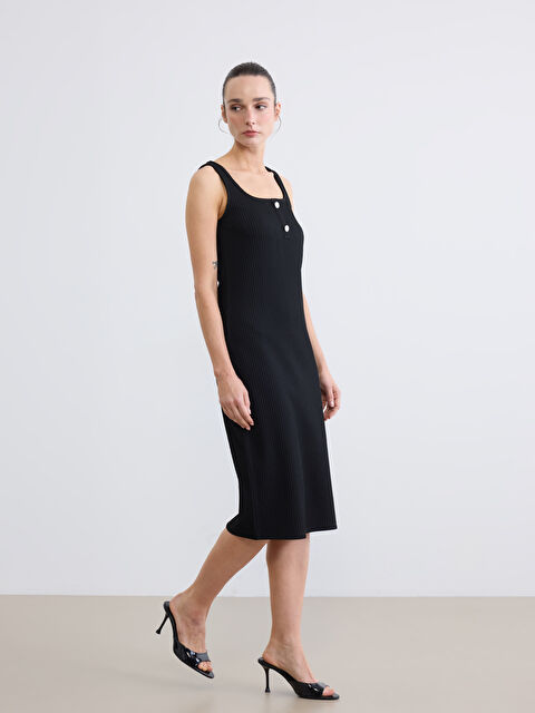 LCWAIKIKI Classic U Yaka Fitilli Bodycon Elbise - S6LR42Z8-CVL