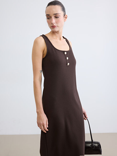 LCWAIKIKI Classic U Yaka Fitilli Bodycon Elbise - S6LR42Z8-JSE