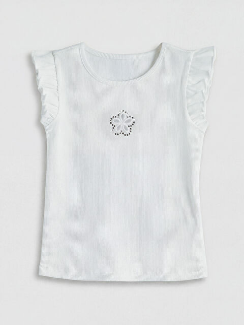 LCW Kids Bisiklet Yaka Taşlı Kız Çocuk Atlet