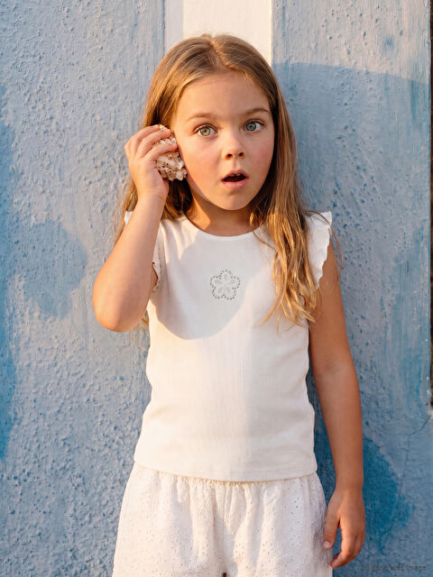 LCW Kids Bisiklet Yaka Taşlı Kız Çocuk Atlet