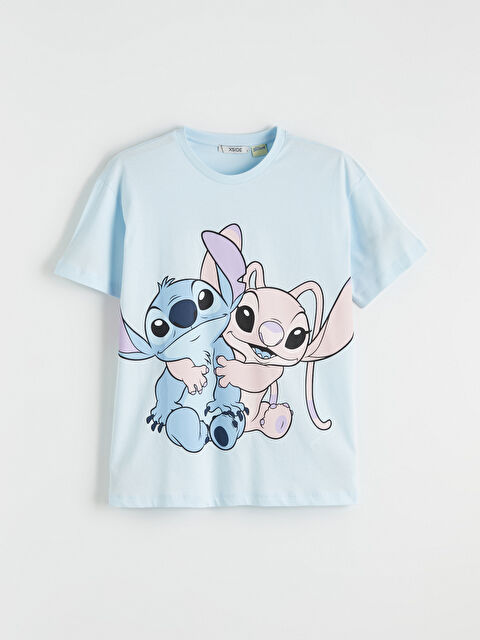 XSIDE Bisiklet Yaka Lilo & Stitch Baskılı Kadın Tişört - S6LR62Z8-JNP