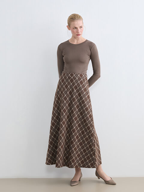 LCW Grace Beli Lastikli Ekose Kloş Etek - S6LR64Z8-MJD