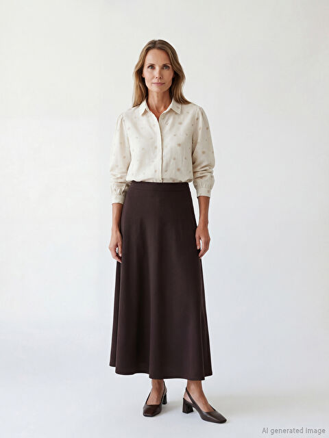 LCW Grace Büyük Beden Beli Lastikli Kloş Etek - S6LR65Z8-HCN