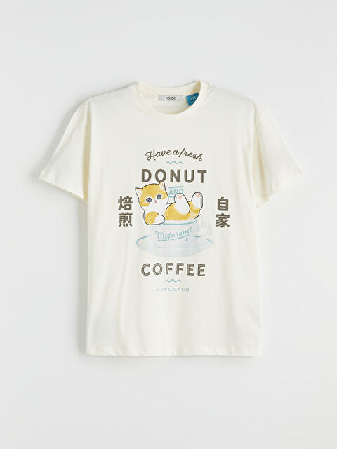 XSIDE Bisiklet Yaka Mofusand Baskılı Kadın Tişört - S6LS25Z8-F0B