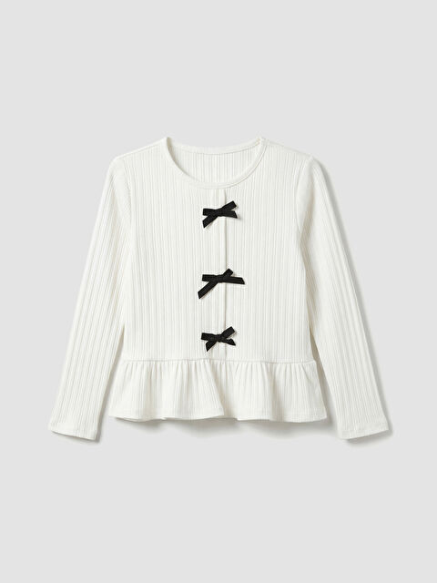 LCW Kids Bisiklet Yaka Fiyonklu Kız Çocuk Bluz - S6LS58Z1-FDJ